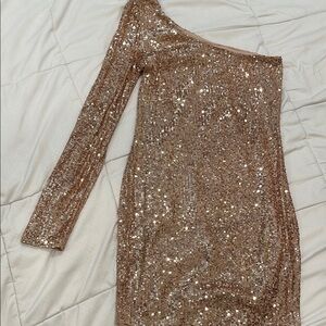 Topshop Gold Sequin One Shoulder Bodycon Dress